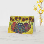 katten met zonnebloemen kaart (Gele Bloem)