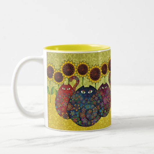 katten met zonnebloemen mok (Links)