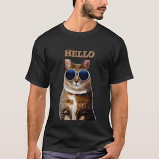 Katten met zonnebril Hallo Basic T-shirt voor here
