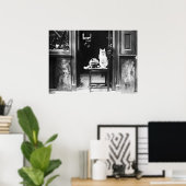 Katten met zonnebril, zwart en wit  poster (Thuiskantoor)