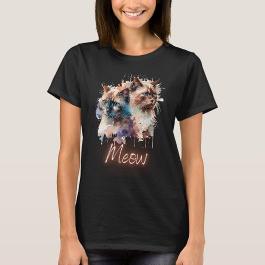 Katten Miao Meow Kitten T-shirt (Voorkant)