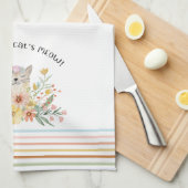 Katten Miauw Oma Schattige Kat Bloemenpastel Theedoek (Quarter Fold)
