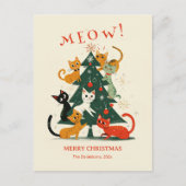 Katten Miauw op een kerstboom Feestdagenkaart (Voorkant)