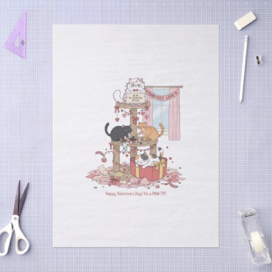 Katten Miauw Valentijnsdag Tissue Papier (Craft)