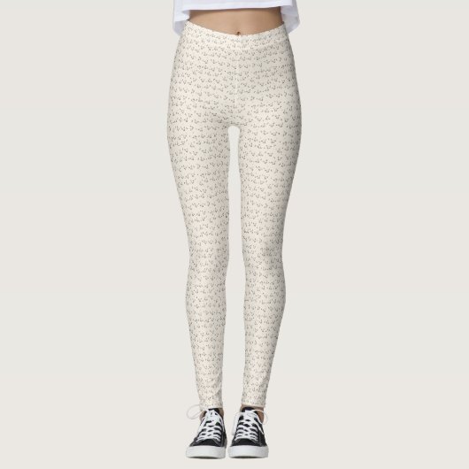 Katten Microprint Leggings – Zachte Beige (Voorkant)