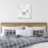 Katten Modern Zwart en Wit Handgetekend Canvas Afdruk (Insitu (Slaapkamer))