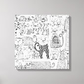 Katten Modern Zwart en Wit Handgetekend Canvas Afdruk (Voorkant)