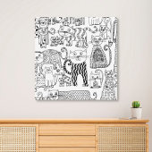 Katten Modern Zwart-wit Hand getrokken Canvas Afdruk