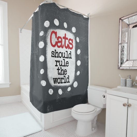 Katten moeten het werelddouchegordijn besturen douchegordijn (In situ)