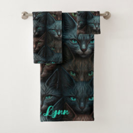 Katten Mooie Donkere Custom liefhebbers Personalis Bad Handdoek