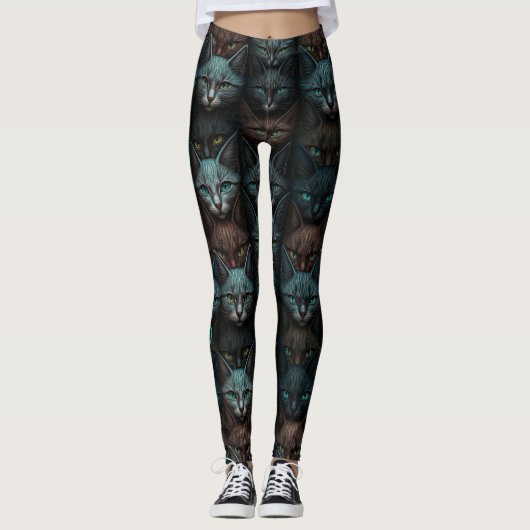 Katten Mooie Donkere Custom liefhebbers Personalis Leggings (Voorkant)