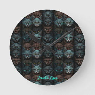 Katten Mooie Donkere Custom liefhebbers Personalis Ronde Klok