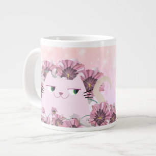 Katten Mooie Roze Bloemen Grote Koffiekop