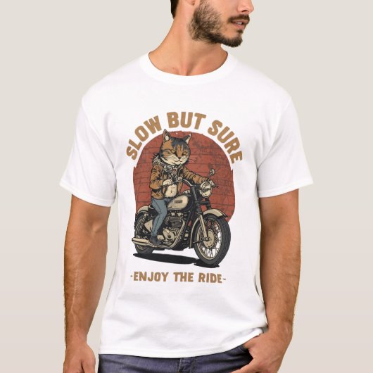 Katten Motorfiets Biker T-Shirt (Voorkant)