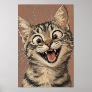 Katten Muur Kunst — Grappig Geschilderd Portret Poster