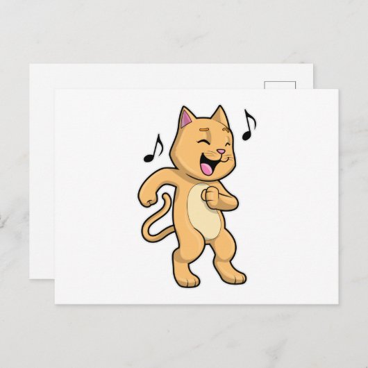 Katten Muziek Dans Briefkaart (Voorkant / Achterkant)
