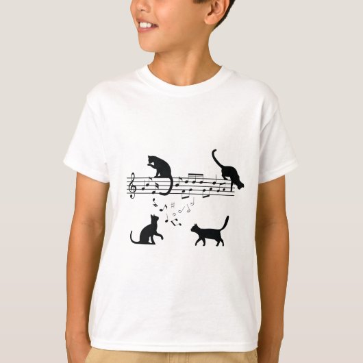 Katten Muzieknoten afspelen T-shirt (Voorkant)