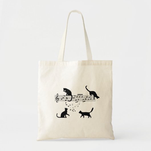 Katten Muzieknoten afspelen Tote Bag (Voorkant)