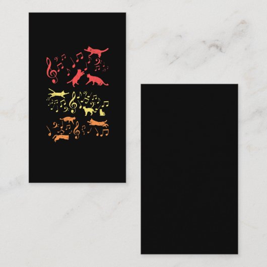  katten Muzieknoten Funny Kat Visitekaartje (Voorkant / Achterkant)