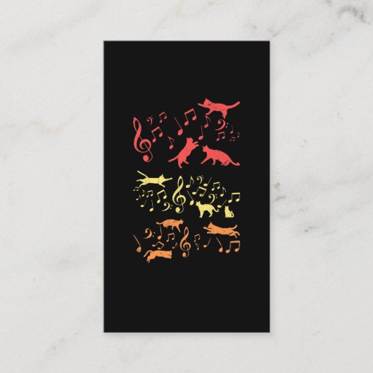  katten Muzieknoten Funny Kat Visitekaartje (Voorkant)