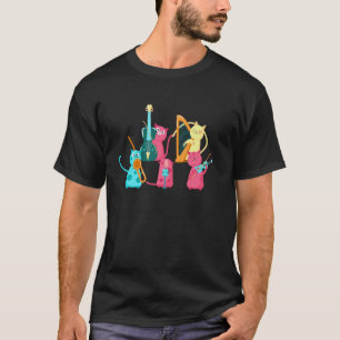 Katten Muzikant Instrument Speelt Grappig Dier Muz T-shirt