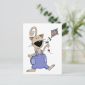 Katten "n" Honden ・ Kat met kite Briefkaart (Staand voorkant)