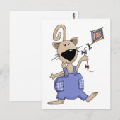 Katten "n" Honden ・ Kat met kite Briefkaart (Voorkant / Achterkant)