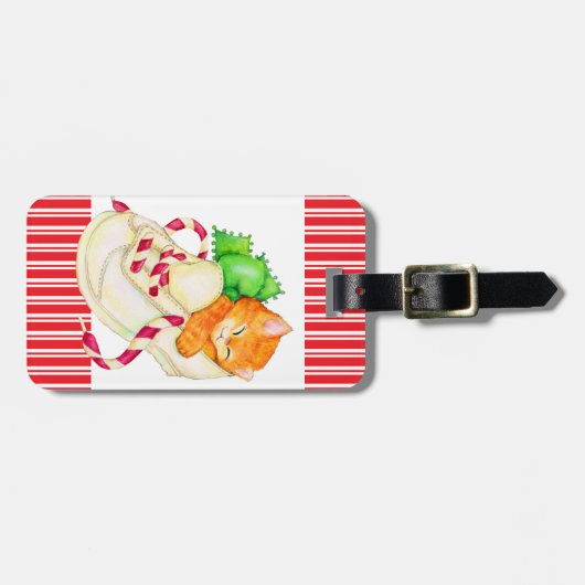 Katten naam adres kerstmis bagagelabel (Voorkant horizontaal)