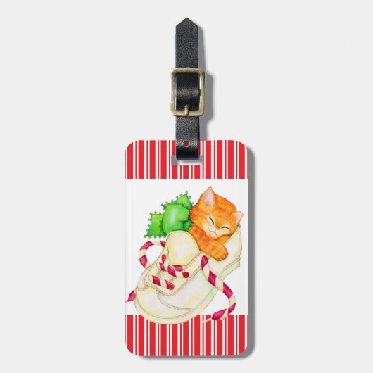 Katten naam adres kerstmis bagagelabel (Voorkant verticaal)