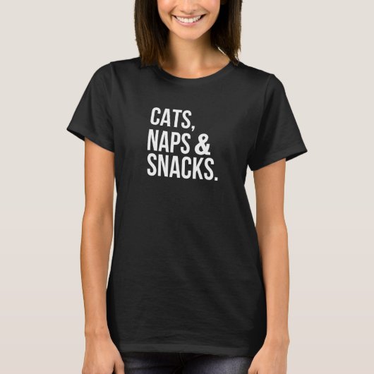 Katten Naps & Snacks Kat Eigenaar Snacking 1 T-shirt (Voorkant)