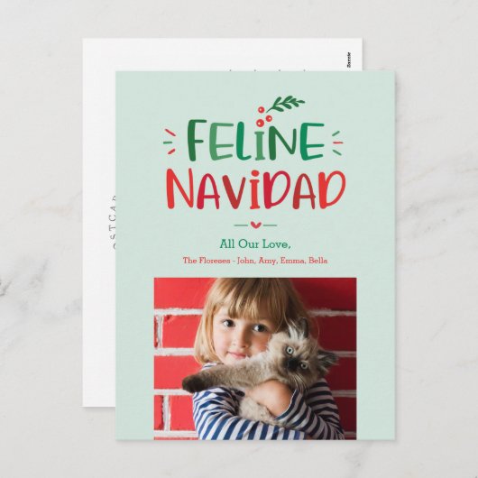Katten Navidad Kerstmis Huisdier Vrienden Kaart (Voorkant / Achterkant)