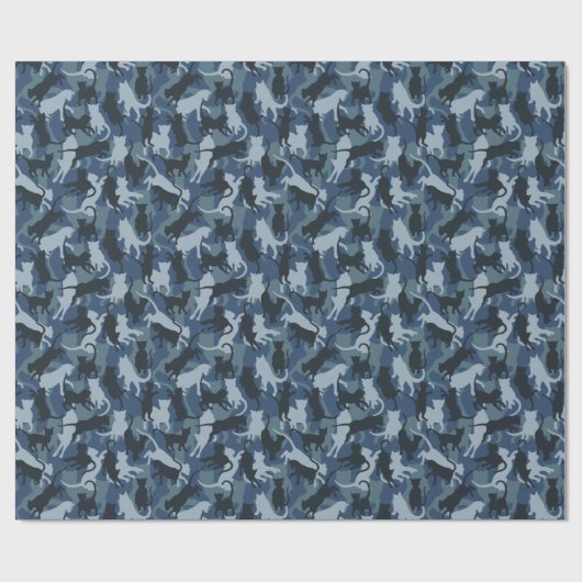 Katten Navy Camouflage Cadeaupapier (Vlak)
