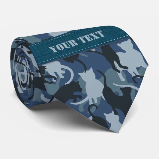Katten Navy Camouflage Stropdas (Opgerold)