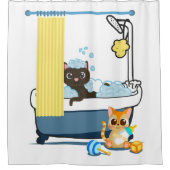 Katten nemen een bad douchegordijn (Voorkant)