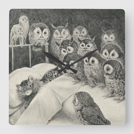 Katten Nightmare. Louis Wain Vierkante Klok (Voorkant)