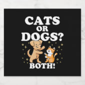 Katten of honden beide minnaar hond kat sparkling wijnetiket (Enkel label)