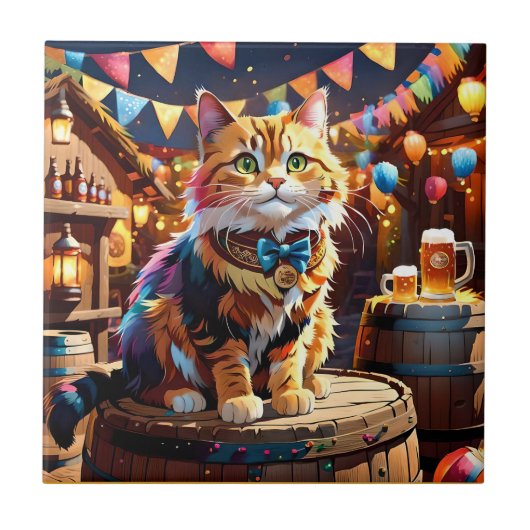 Katten Oktoberfest Tegeltje (Voorkant)