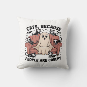 Katten Omdat Mensen Eng Grappig Spook Halloween Kussen
