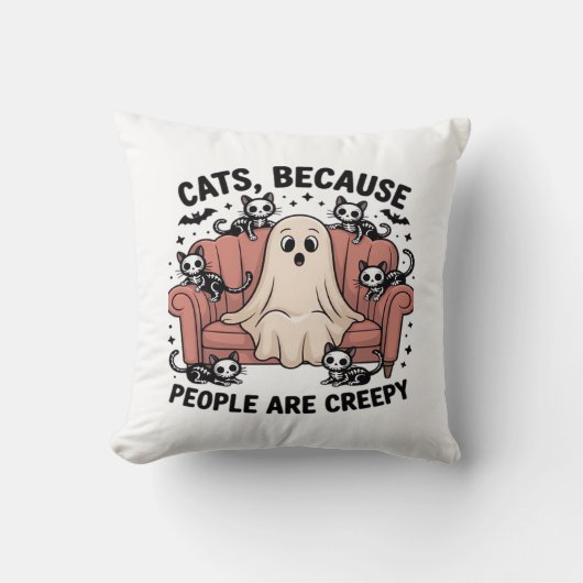 Katten Omdat Mensen Eng Grappig Spook Halloween Kussen (Voorkant)