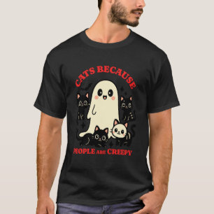 Katten Omdat Mensen Eng Grappig Spook Halloween T-shirt