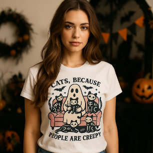 "Katten, omdat mensen eng zijn" Enge Halloween T-shirt