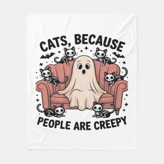 Katten Omdat Mensen Enge Grappige Spook Halloween Fleece Deken (Voorkant)