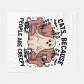 Katten Omdat Mensen Enge Grappige Spook Halloween Fleece Deken (Voorkant (Horizontaal))