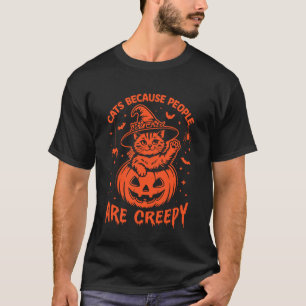 Katten Omdat Mensen Enge Kat Heks Halloween T-shirt