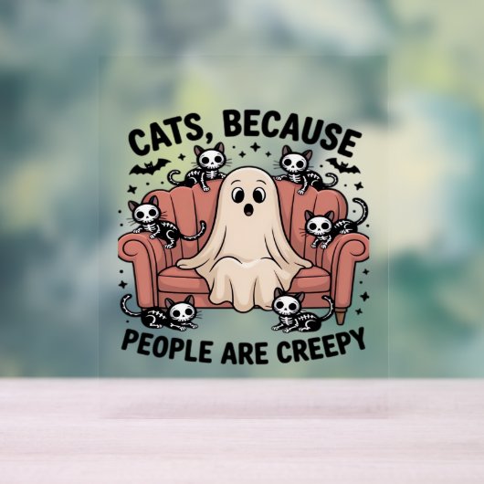 Katten omdat mensen griezelig grappige spookhallow acryl bord (Neutraal)