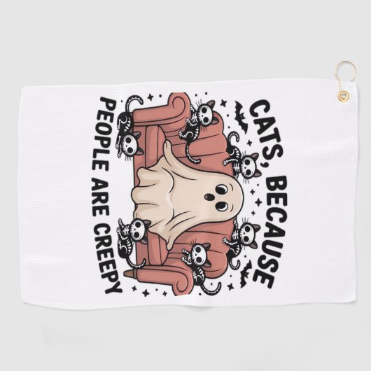 Katten omdat mensen griezelig grappige spookhallow golfhanddoek (Horizontaal)