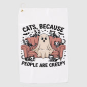 Katten omdat mensen griezelig grappige spookhallow golfhanddoek (Voorkant)