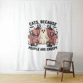 Katten omdat mensen griezelig grappige spookhallow wandkleed (In situ)