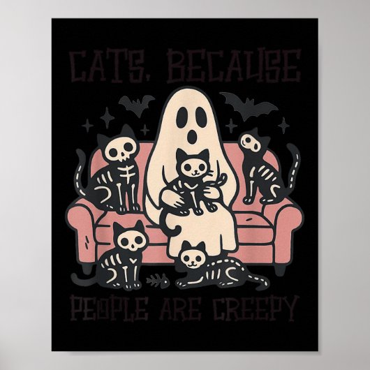 Katten omdat mensen griezelige geest zijn Hallowee Poster (Voorkant)