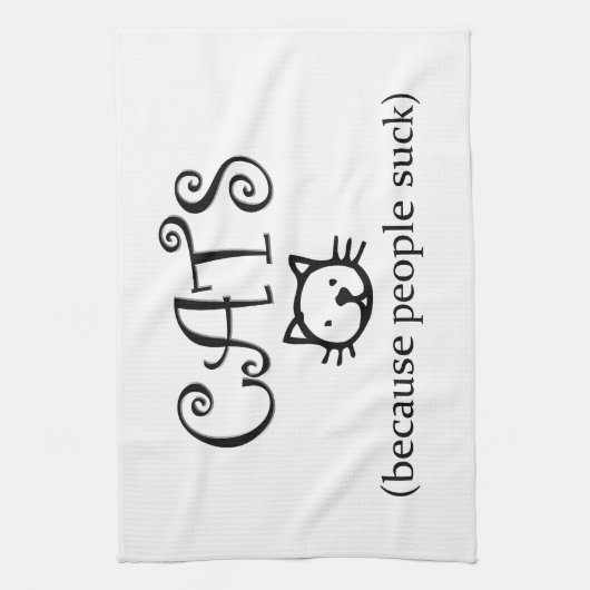 Katten, omdat mensen klote zijn theedoek (Verticaal)